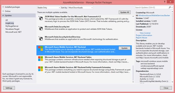 Manage Nuget Packages